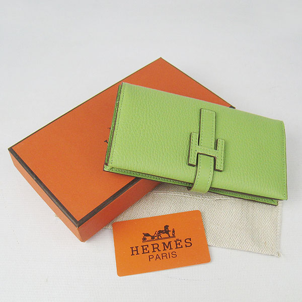 Hermes H015 Calf Leather Wallet Green Bag
